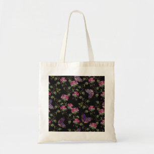 Embroidered Datura Flowers: Botanical Art Tote Bag
