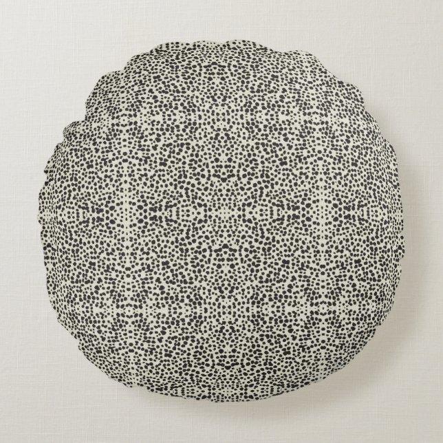 Embroidered Effect Dalmatian Fur Print Round Cushion (Front)