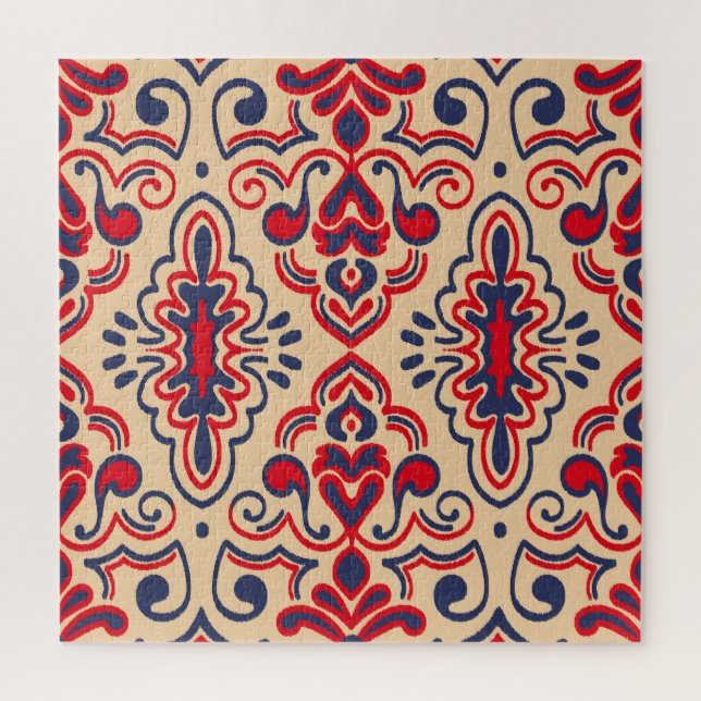 Embroidered Elegance: Ikat Fabric Pattern Jigsaw Puzzle (Vertical)