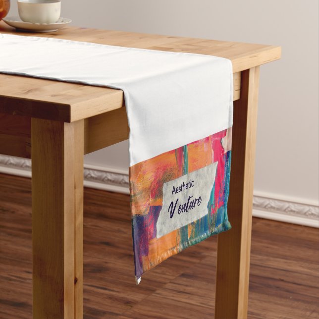 "Embroidered Elegance: The Aesthetic Venture Table Short Table Runner (In Situ)