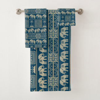 Embroidered Elephant Bath Towel Set