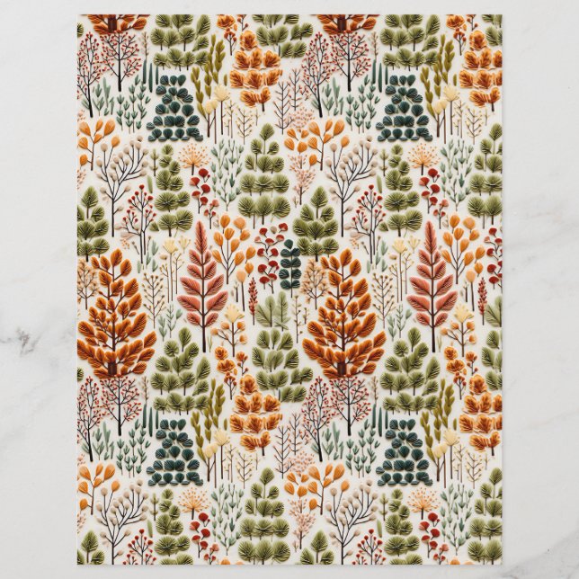 embroidered fall pattern scrapbook paper (Front)