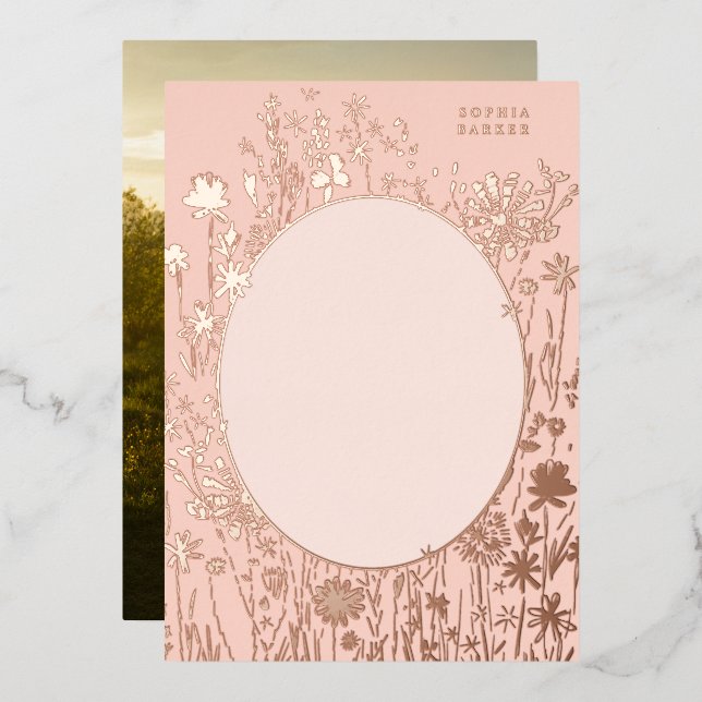 Embroidered Floral Blank Blush Gold  (Front/Back)