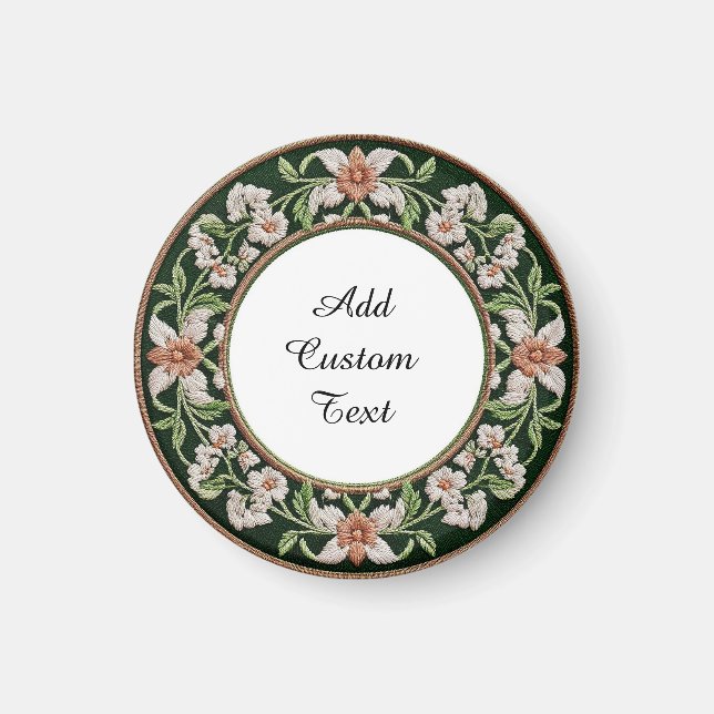Embroidered Floral Circular Frame Magnet (Front)
