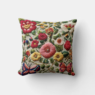 Embroidered Floral Cushion