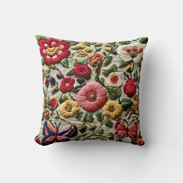 Embroidered Floral Cushion (Front)