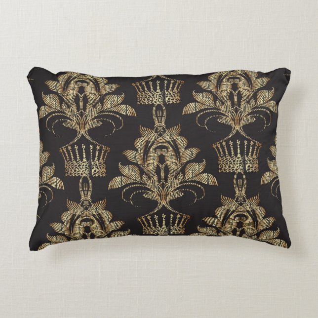 Embroidered Floral Damask: Royal Seamless. Decorative Cushion (Front)
