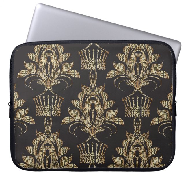 Embroidered Floral Damask: Royal Seamless. Laptop Sleeve (Front)