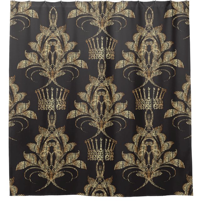 Embroidered Floral Damask: Royal Seamless. Shower Curtain (Front)
