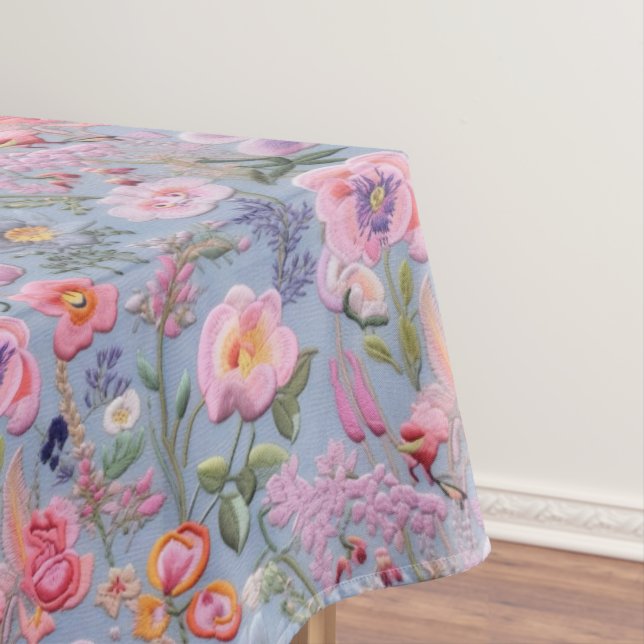 Embroidered Floral Seamless Pattern Tablecloth (In Situ)