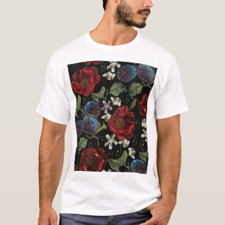 Embroidered Florals: Renaissance Seamless Pattern T-Shirt