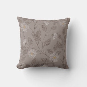 Embroidered flowers and leaves, seamless design. cushion