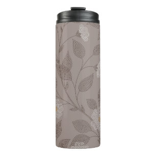Embroidered flowers and leaves, seamless design. thermal tumbler