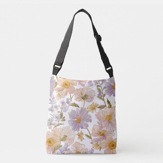 Embroidered Flowers Crossbody Bag (Front)