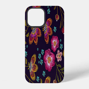 Embroidered flowers: fashion seamless pattern iPhone 12 case