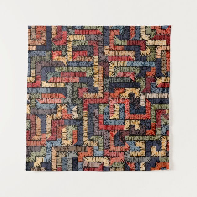 Embroidered geometric, ethnic texture tapestry (Front)