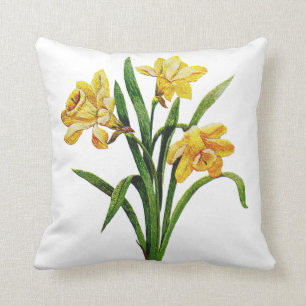 Embroidered Golden Daffodils Cushion