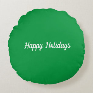 Embroidered Green Christmas Round Cushion