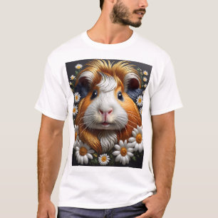 Embroidered Guinea Pig with Daisies T-Shirt