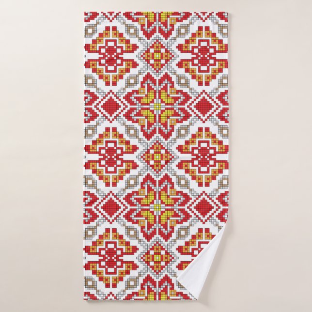 Embroidered handmade cross-stitch ethnic Ukraine p Bath Towel (Bath Towel)