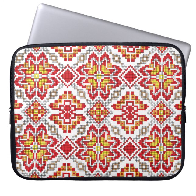 Embroidered handmade cross-stitch ethnic Ukraine p Laptop Sleeve (Front)