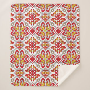 Embroidered handmade cross-stitch ethnic Ukraine p Sherpa Blanket