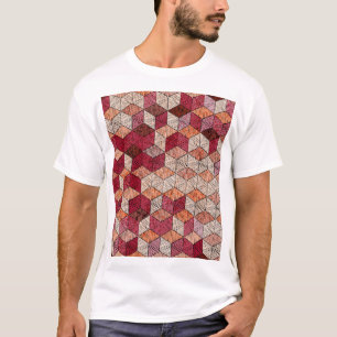 Embroidered Hexagons: Bohemian Patchwork Print. T-Shirt
