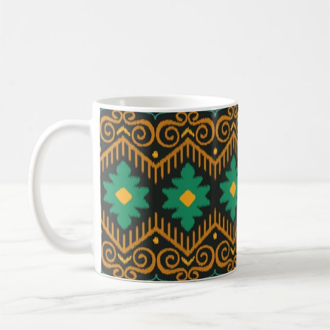 Embroidered Ikat Fabric Ethnic Design Coffee Mug (Left)