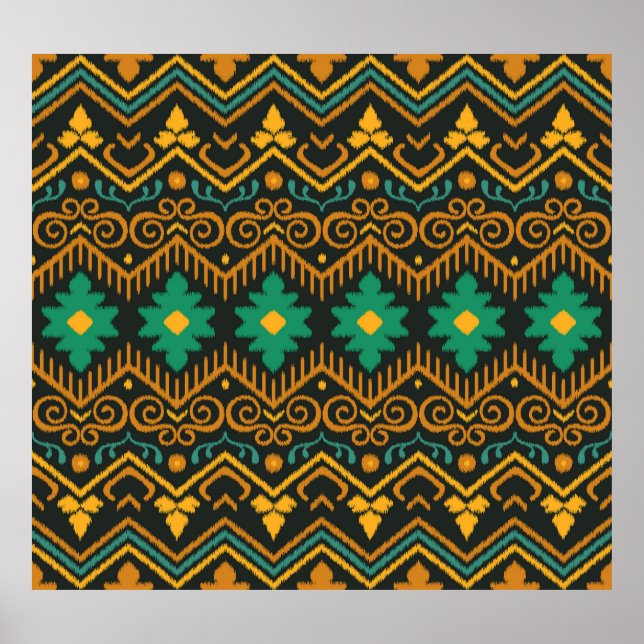Embroidered Ikat Fabric Ethnic Design Poster (Front)