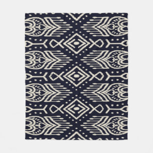 Embroidered Ikat Fabric: Ethnic Elegance. Fleece Blanket