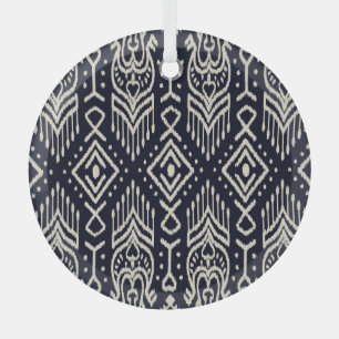 Embroidered Ikat Fabric: Ethnic Elegance. Glass Tree Decoration