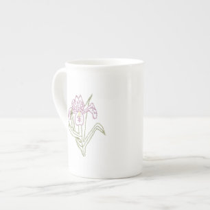 Embroidered Iris Bone China Cup
