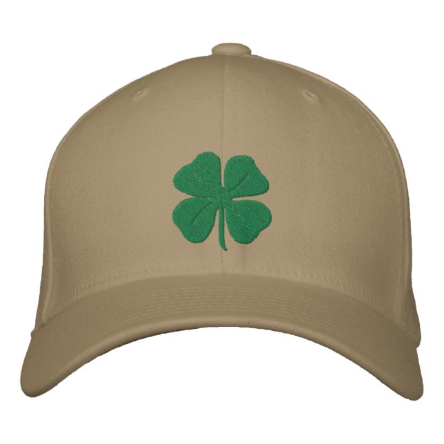 Embroidered Irish Four Leaf Clover Embroidered Hat (Front)