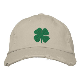 Embroidered Irish Four Leaf Clover Embroidered Hat