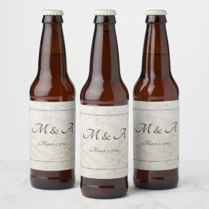 Embroidered Lace Wedding Beer Bottle Labels 