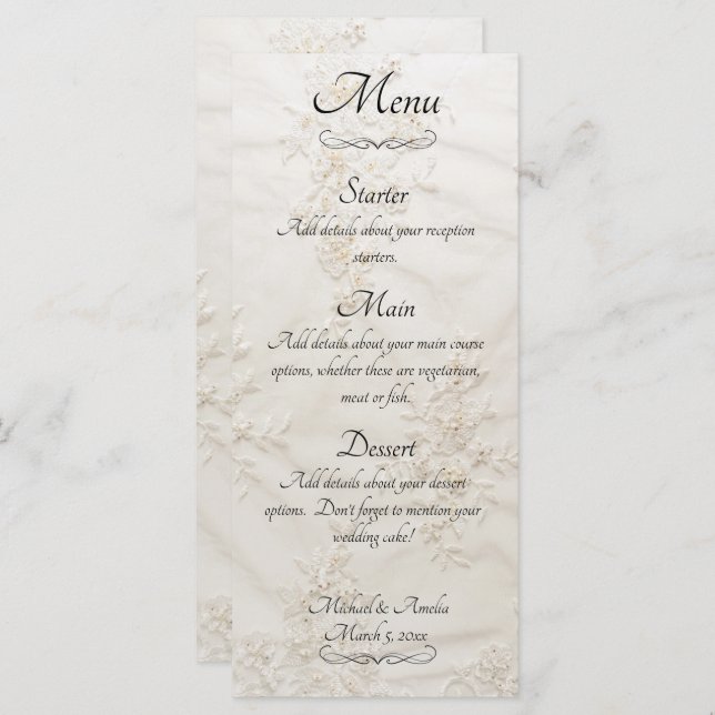 Embroidered Lace Wedding Menu (Front/Back)