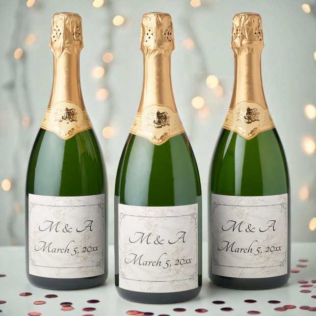 Embroidered Lace Wedding Sparkling Wine Label (Creator Uploaded)