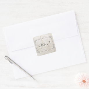 Embroidered Lace Wedding Square Sticker 