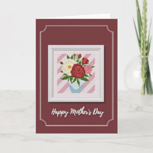 Embroidered Mothers Day Floral Card