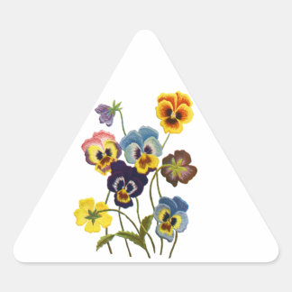Embroidered Parade of Pansies Triangle Sticker