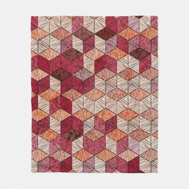 Embroidered patchwork seamless pattern. Bohemian.  Fleece Blanket (Front)