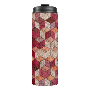 Embroidered patchwork seamless pattern. Bohemian. Thermal Tumbler