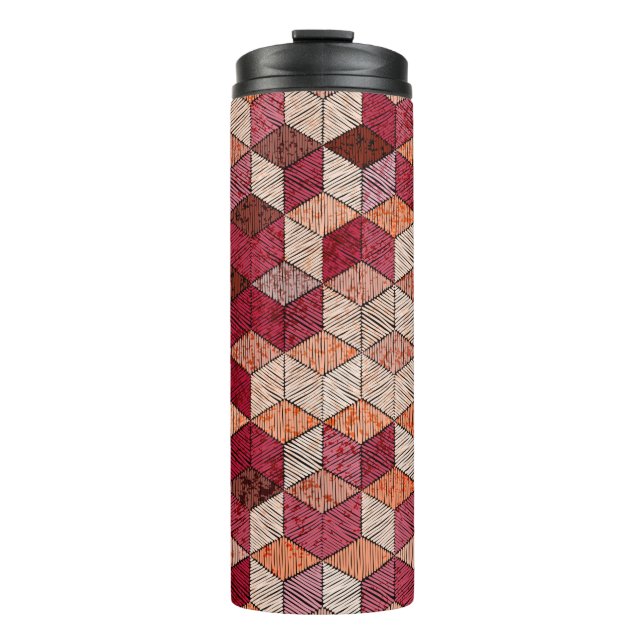 Embroidered patchwork seamless pattern. Bohemian.  Thermal Tumbler (Front)