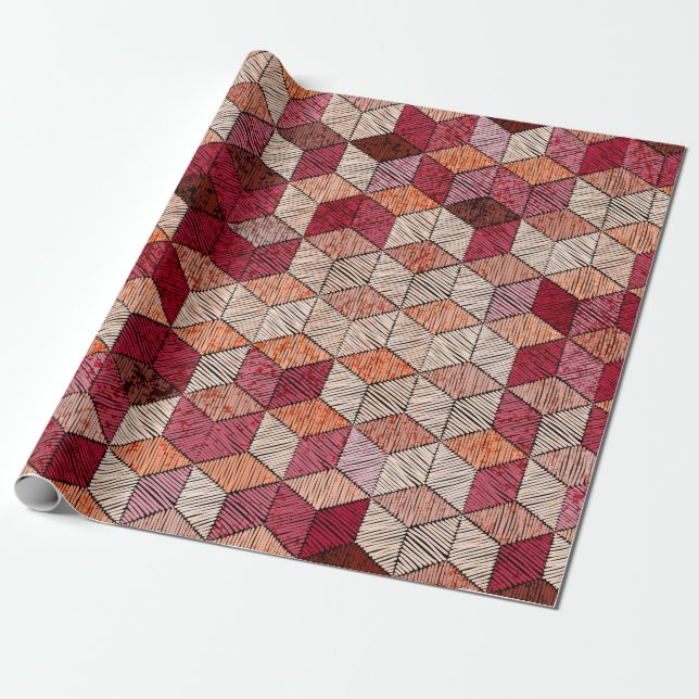 Embroidered patchwork seamless pattern. Bohemian.  Wrapping Paper (Unrolled)