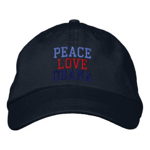 Embroidered Peace Love Obama Ball Cap