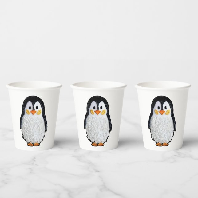 Embroidered penguin - Cross stitch animal by Calli Paper Cups (Multi)