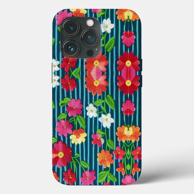 Embroidered quilted flowers by CallisC  Throw Pill Case-Mate iPhone Case (Back)