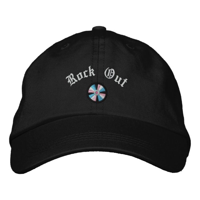 Embroidered Rock Out CD Compact Disc Hat (Front)