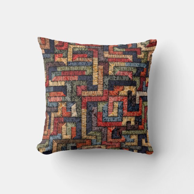 Embroidered seamless geometric pattern. Ethnic and Cushion (Front)