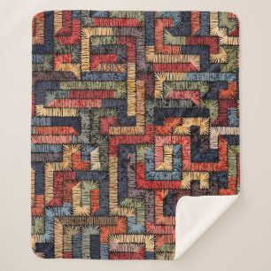 Embroidered seamless geometric pattern. Ethnic and Sherpa Blanket